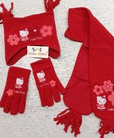 COMPLETO CAPPELLO+SCIARPA+GUANTI HELLO KITTY 4/5...