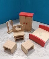 MOBILETTI CASA DELLE BAMBOLE DI LEGNO CAMERA DA...