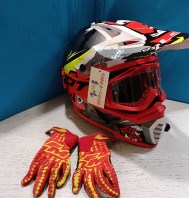 CASCO+OCCHIALI+GUANTI DA MOTOCROSS 7/9 ANNI