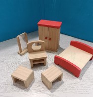 MOBILETTI CASA DELLE BAMBOLE DI LEGNO CAMERA DA...