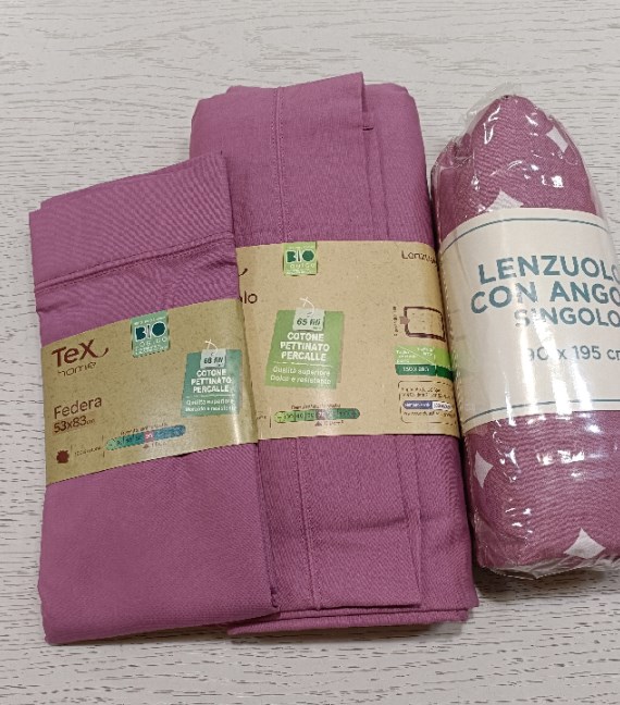 SET LENZUOLA LETTINO SINGOLO IN COTONE PETTINATO...