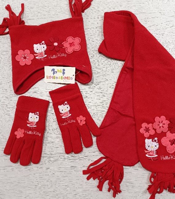 COMPLETO CAPPELLO+SCIARPA+GUANTI HELLO KITTY 4/5...